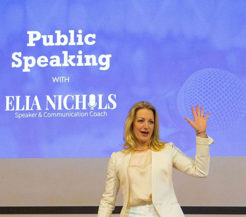 Elia Nichols presenting her public speaking workshop, 2019